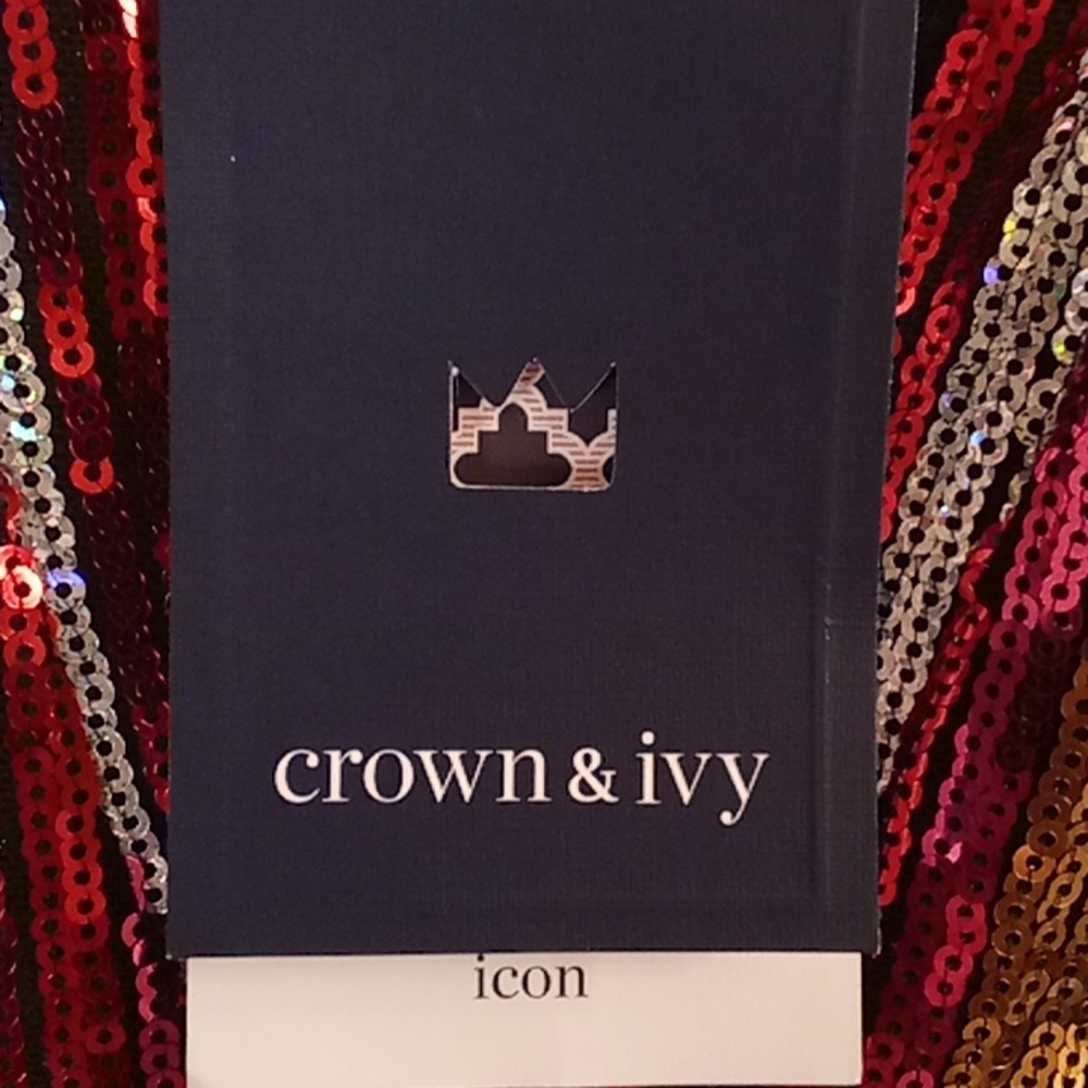 NEW CROWN & IVY Vneck Long Sleeves Festival Size XXL Sequins Multi Colors B4 X P - Picture 11 of 12